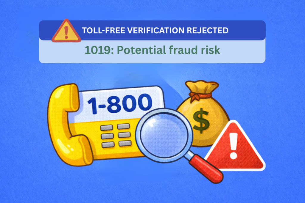 1019: Toll Free verification rejection - Potential fraud risk