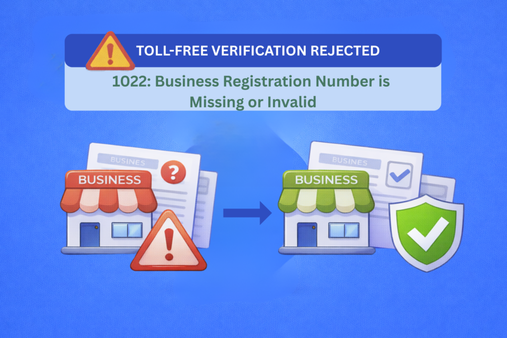 1022: Toll Free verification rejection - Business Registration Number is Missing or Invalid