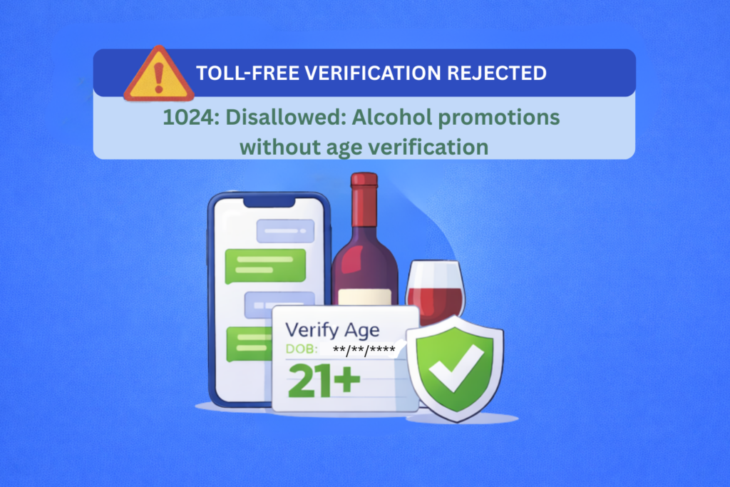 1024: Toll Free verification rejection - Disallowed: Alcohol promotions without age verification