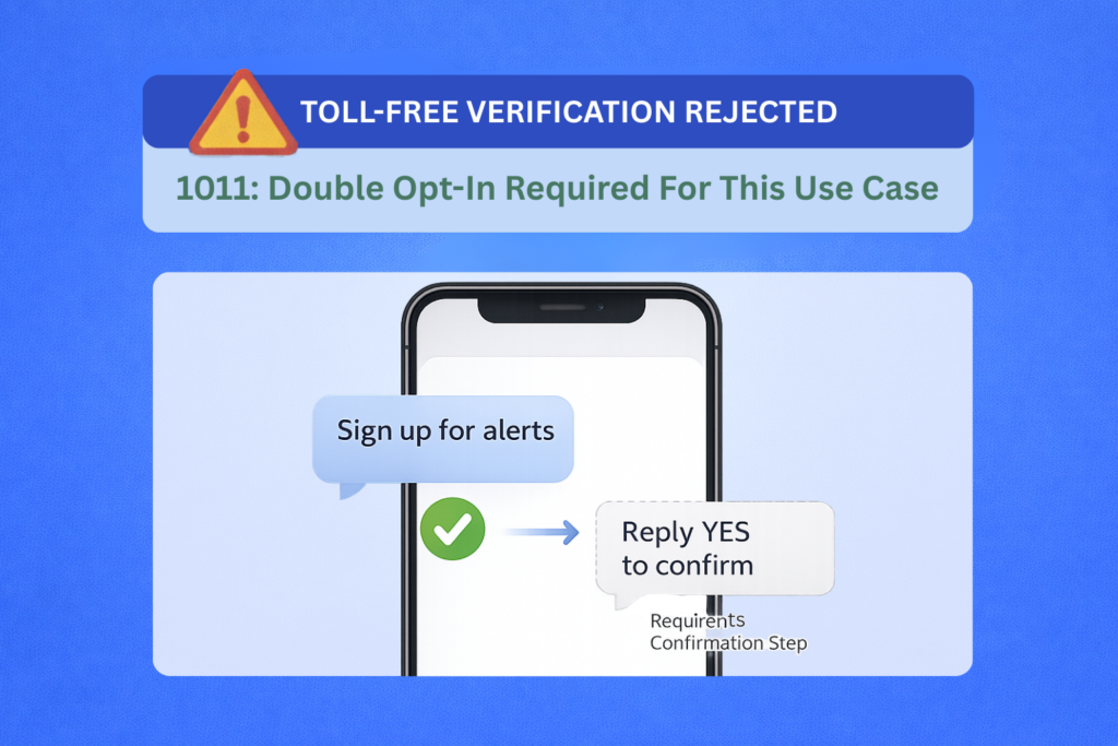 1011: Toll Free verification rejection - Double opt-in required for this use case