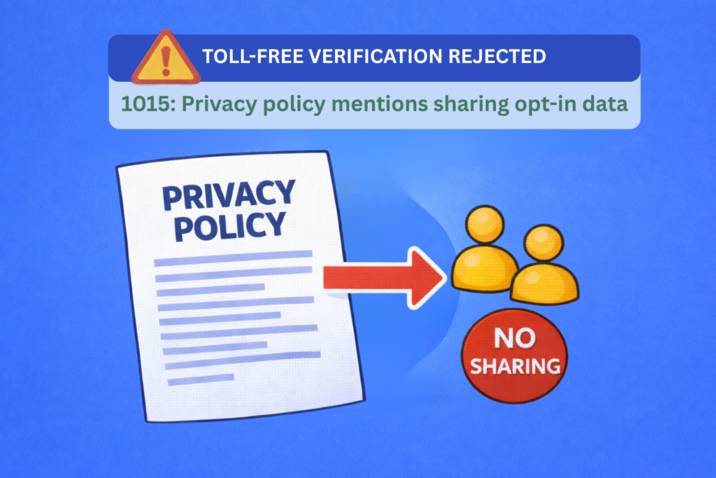 1015: Toll Free verification rejection - Privacy policy mentions sharing opt-in data
