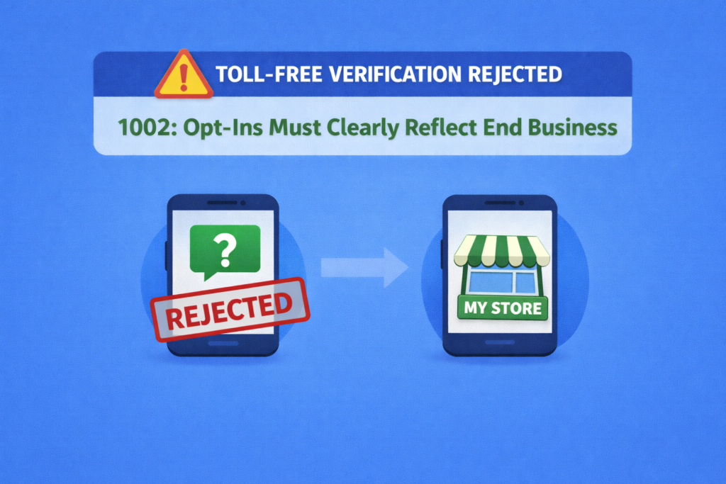 1002: Toll Free verification rejection - Opt-ins must clearly reflect end business