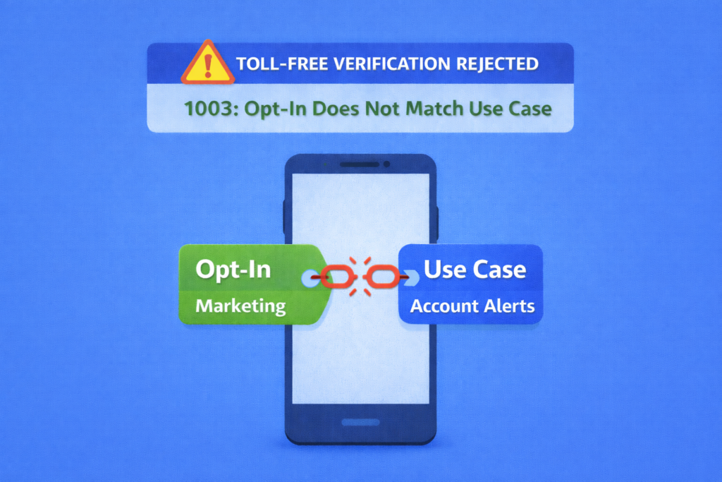 1003: Toll Free verification rejection - Opt-in does not match use case