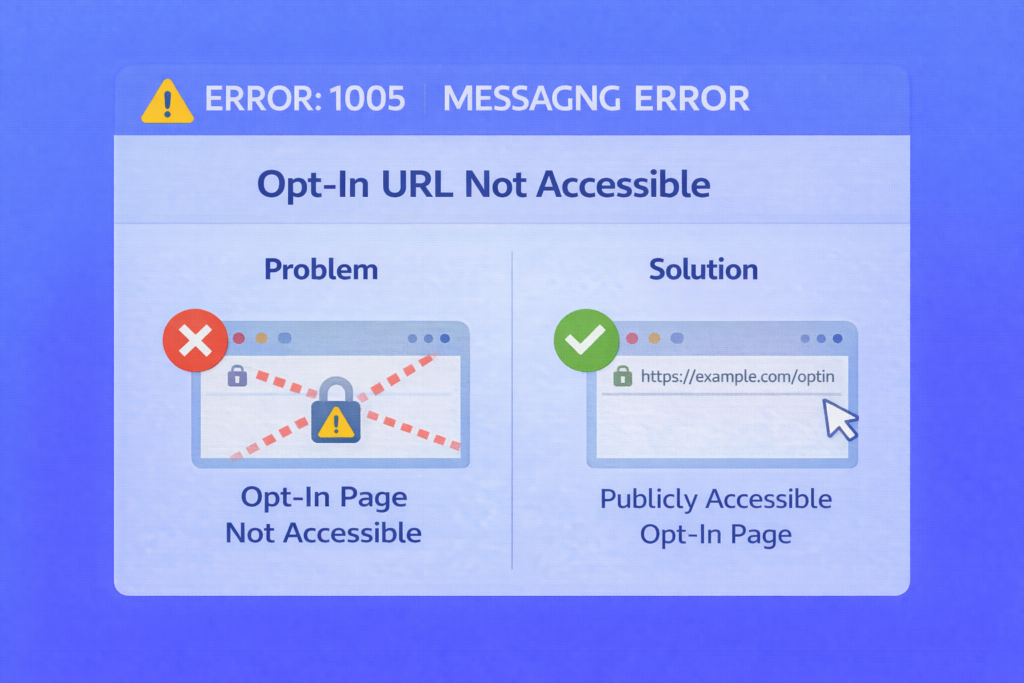 1005: Toll Free verification rejection - Opt-in URL not accessible